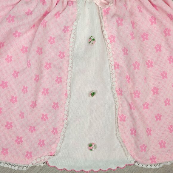 Vintage Catton Candy Baby Girl Dress 0-6 mo Pink White Floral Lace Accents - Picture 4 of 6